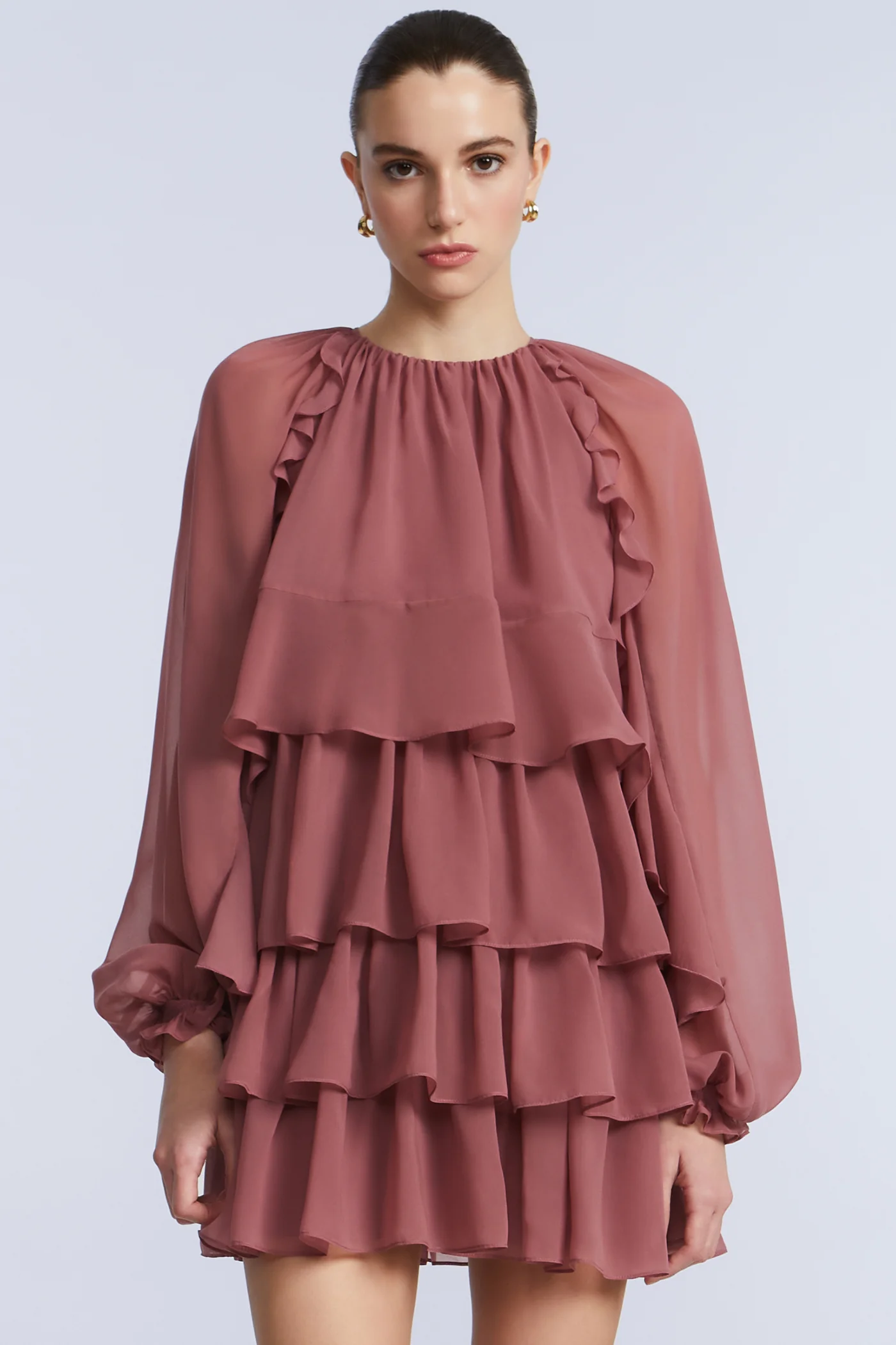 Chiffon Ruffle Mini Dress - Builderot