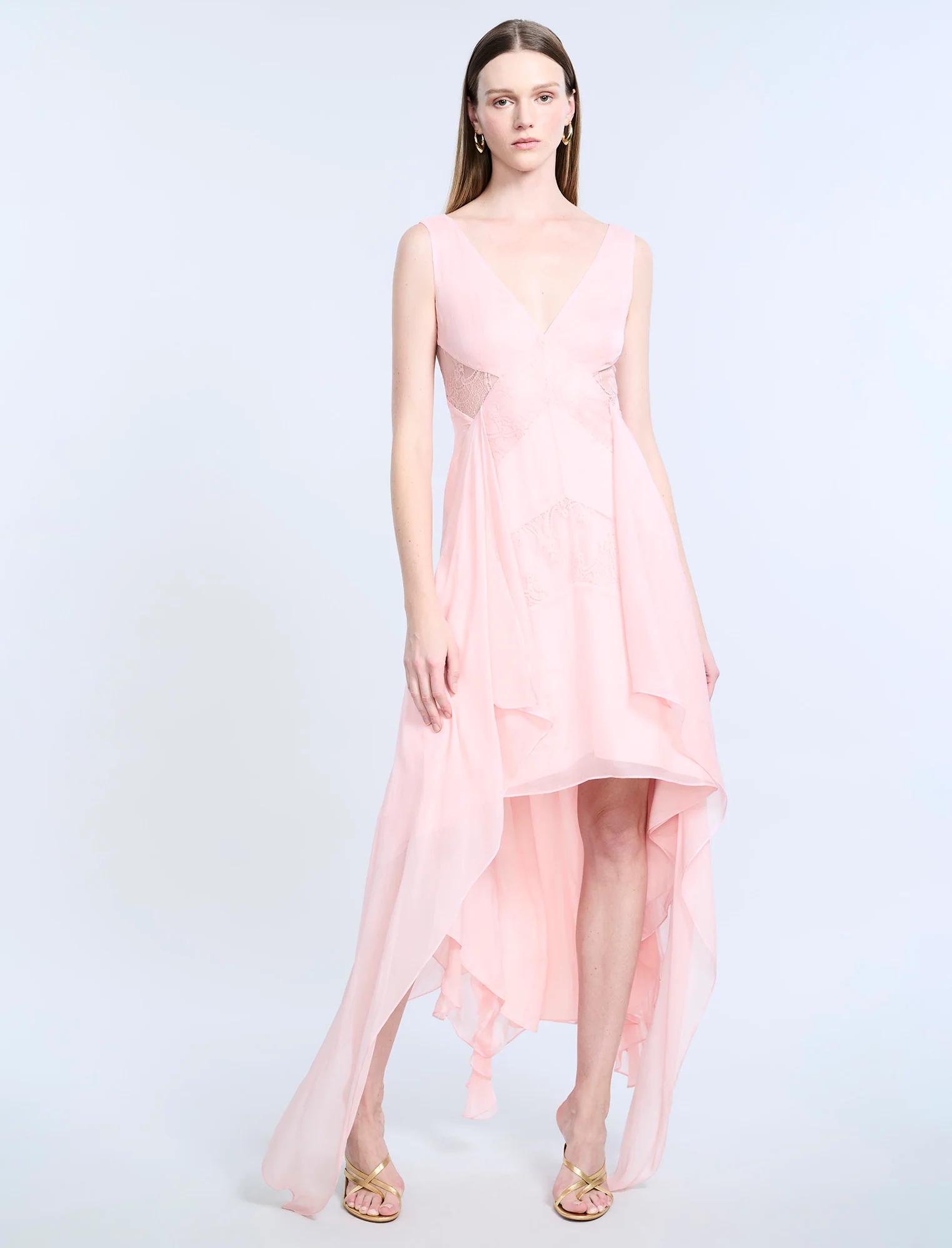 Lace Applique Chiffon Dress - Builderot