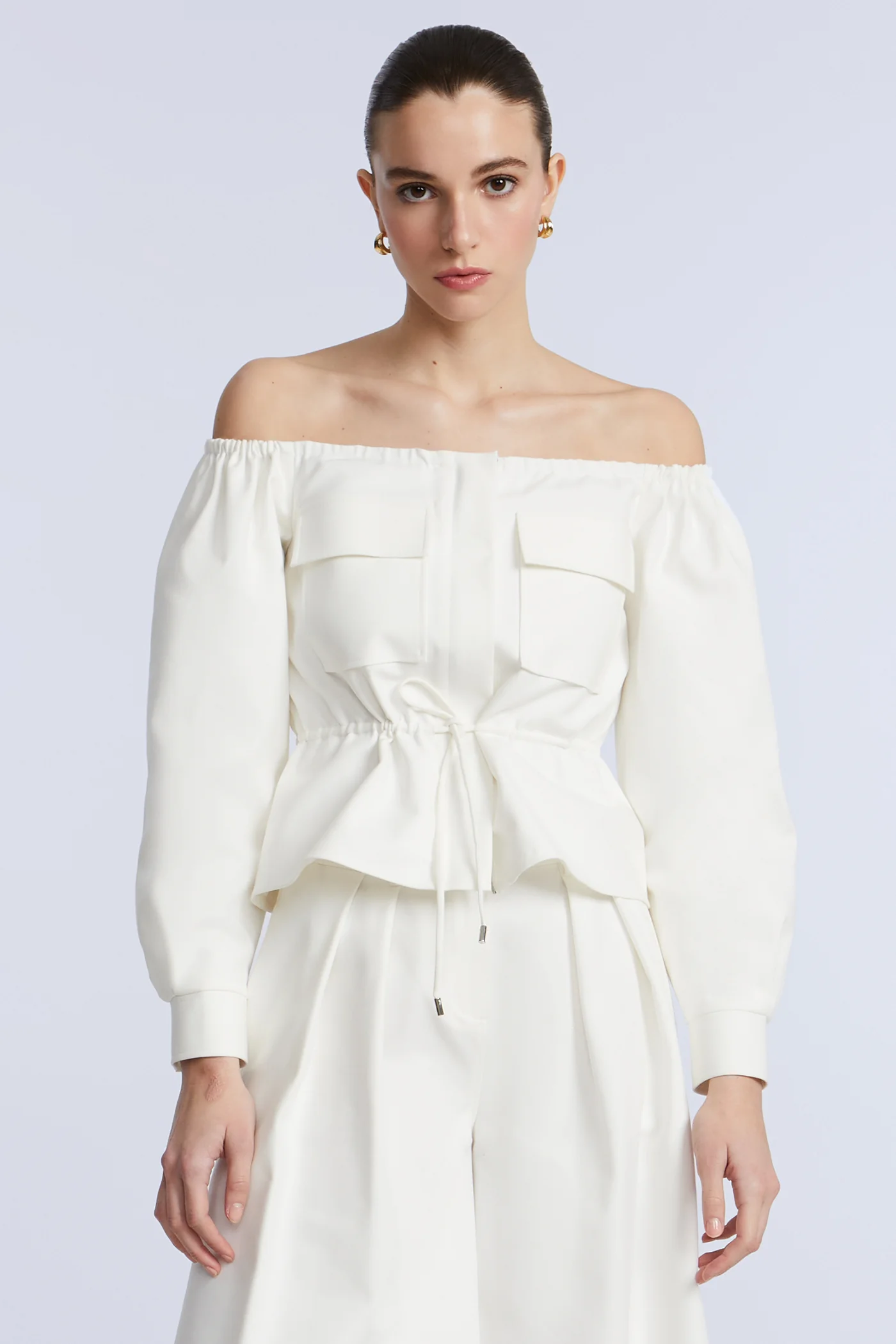 Off Shoulder Drawstring Top - Builderot