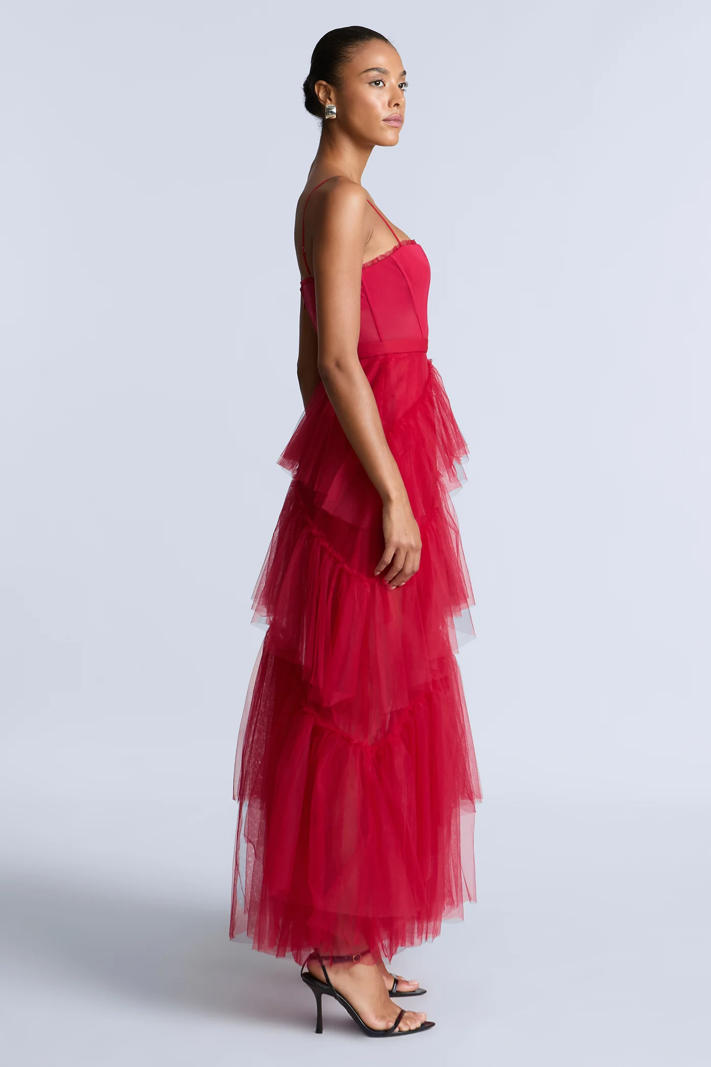 Oly Tiered Ruffle Tulle Evening - Builderot