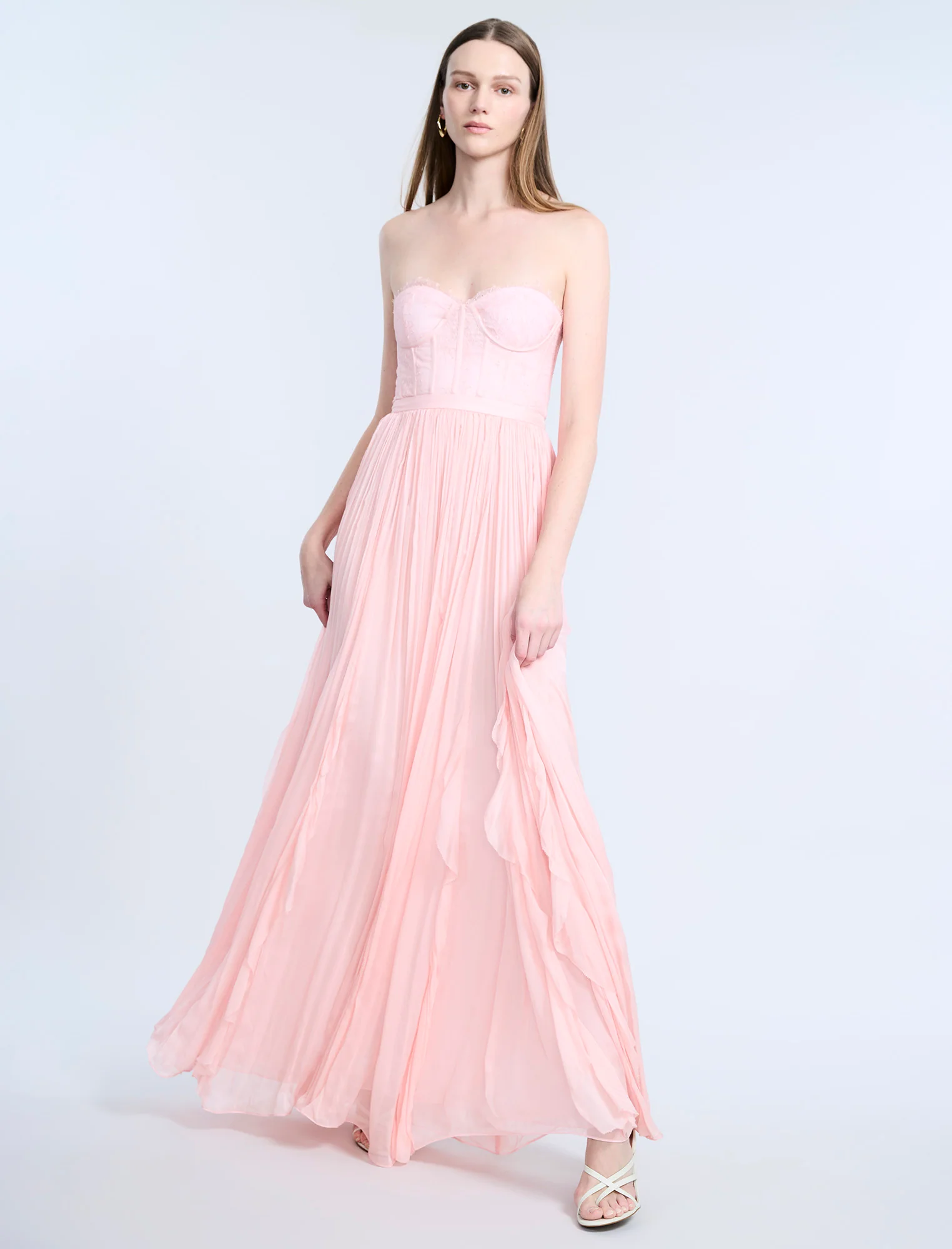 Lace Bodice Chiffon Rufle Gown - Builderot