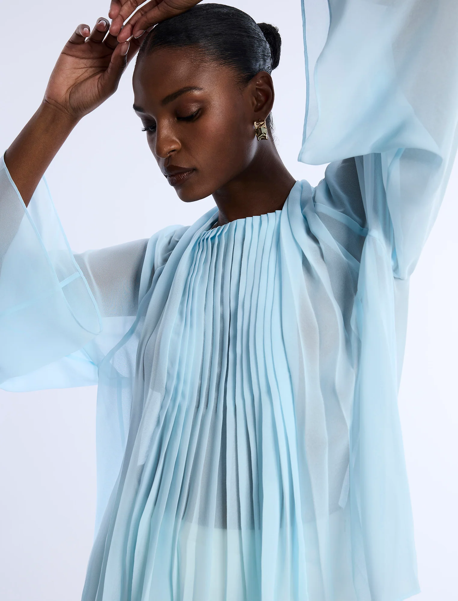 Pleated Sheer Blouse - Builderot