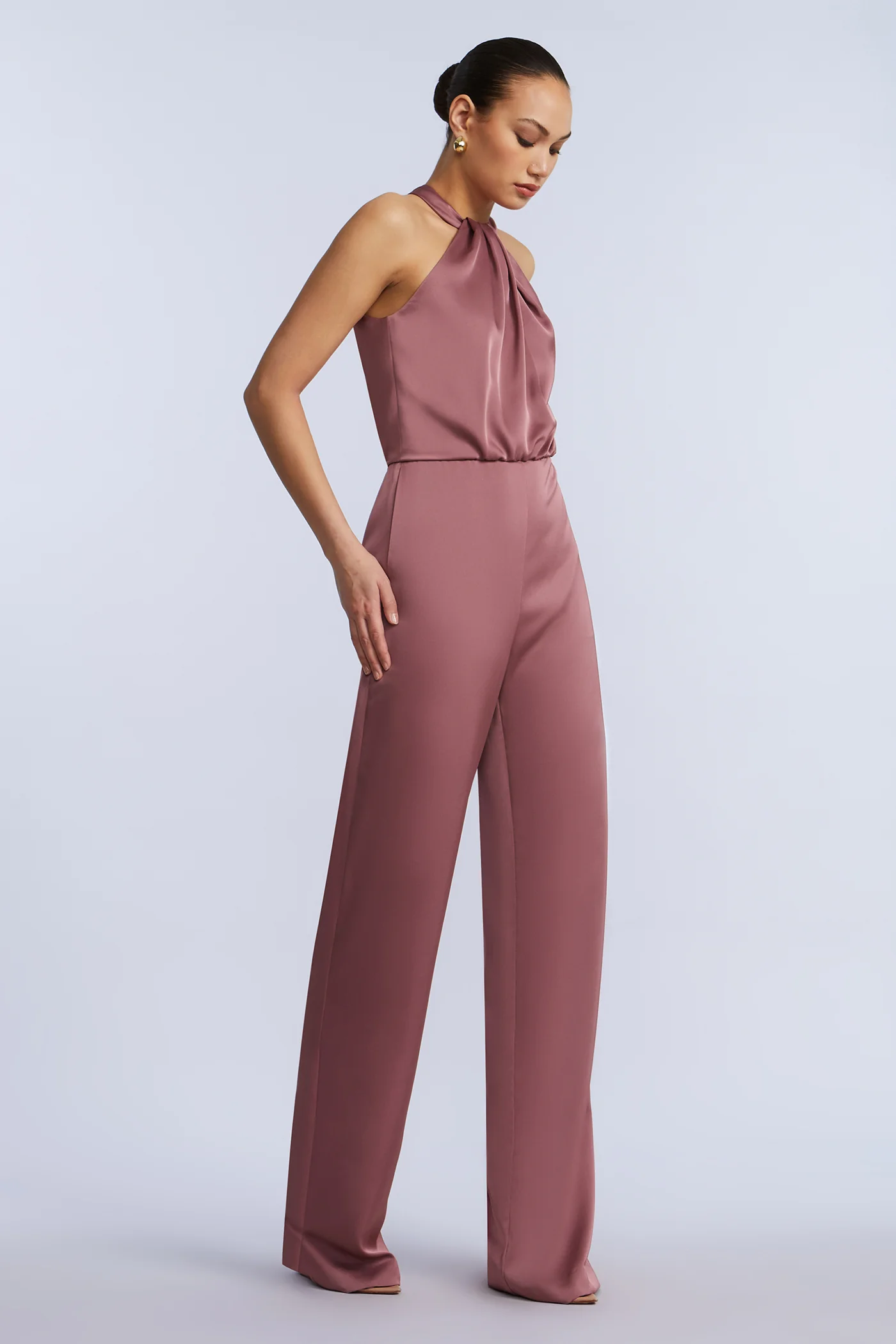 Pleated Halter Jumpsuit - Builderot