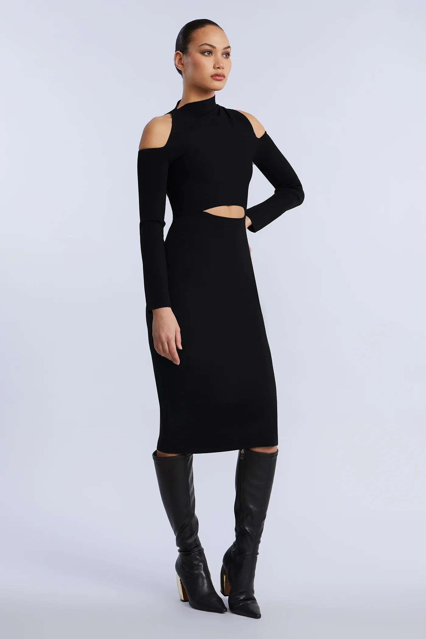 Cutout Cold Shoulder Dress - Builderot