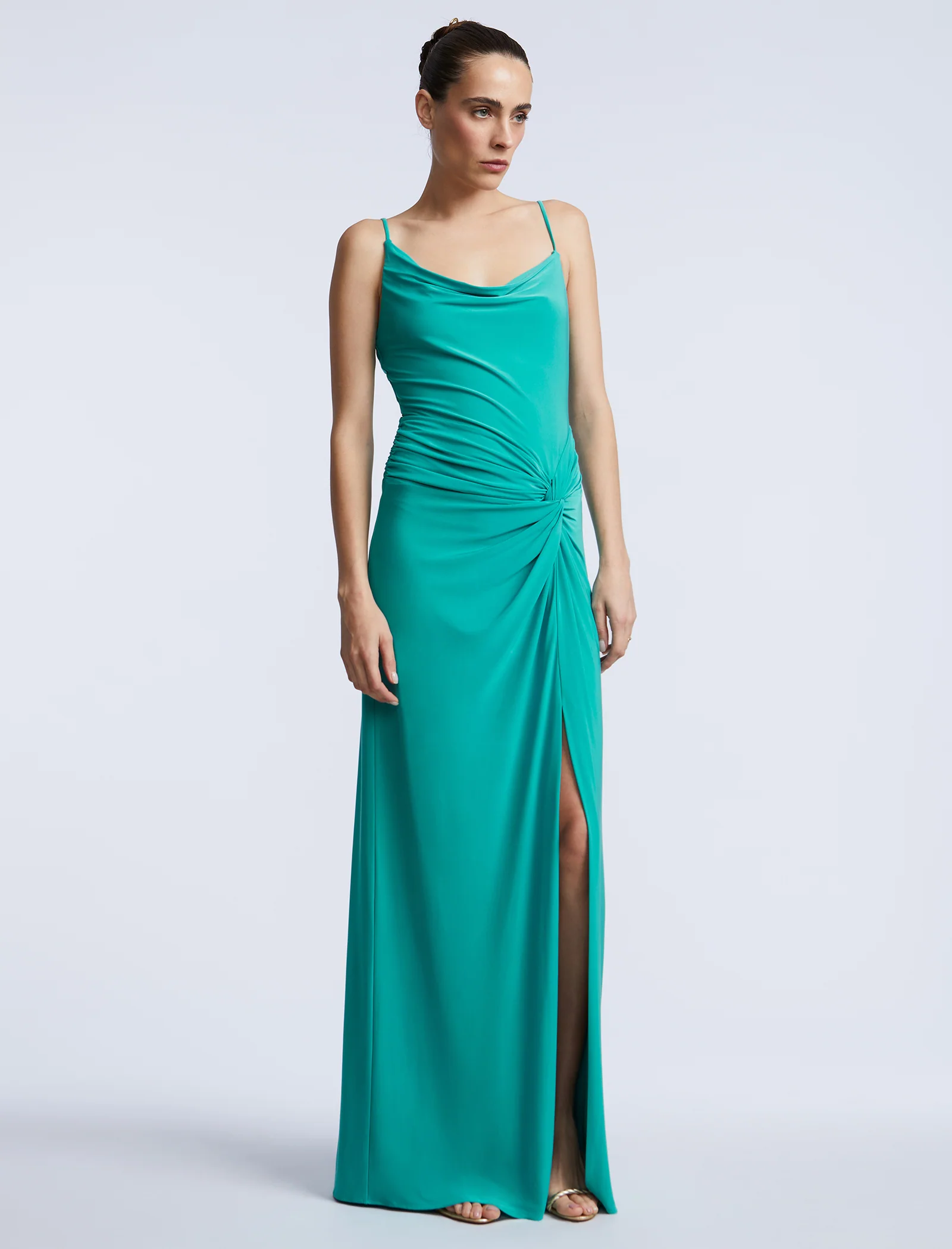 Cowl Draped Gown With Twist - Builderot