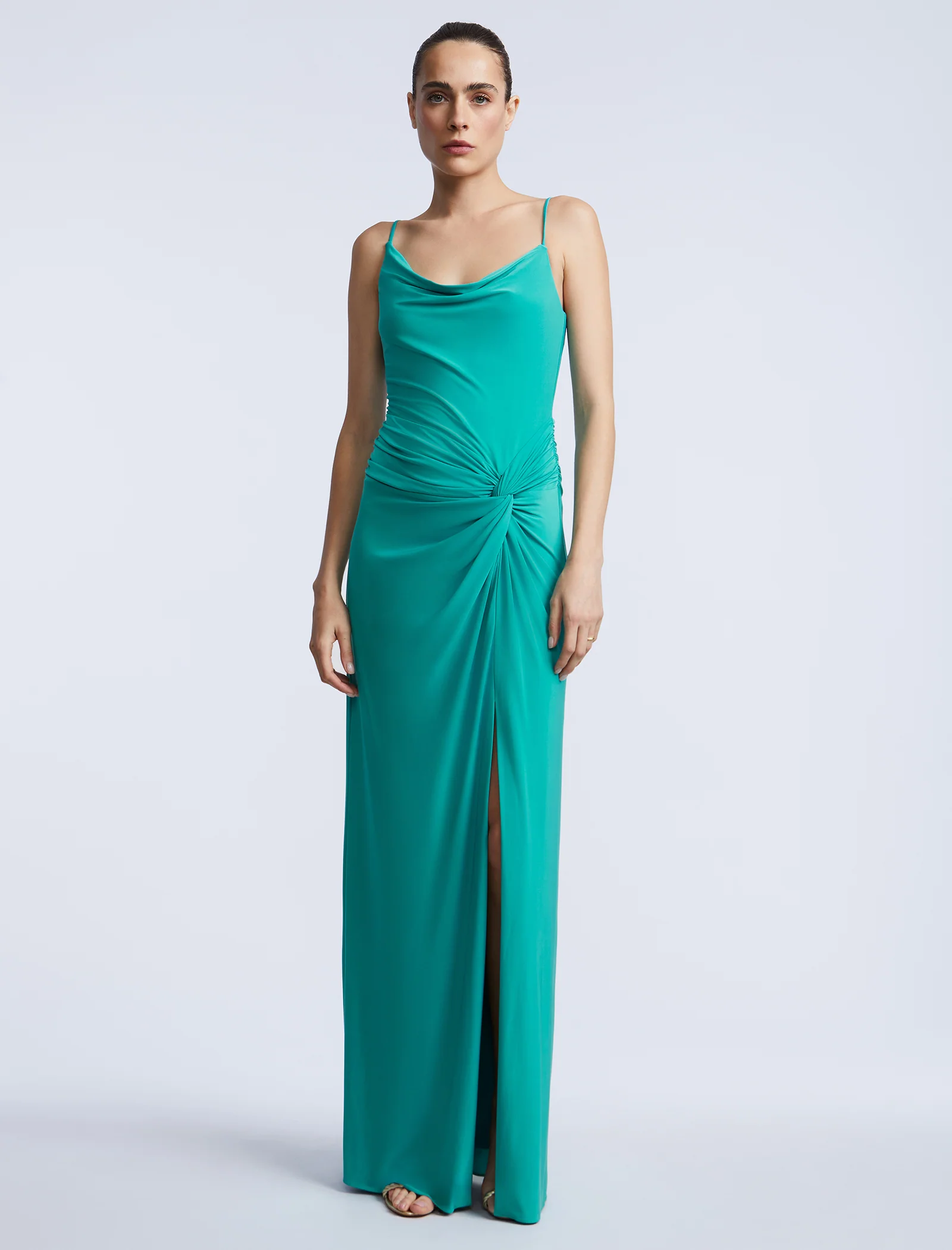 Cowl Draped Gown With Twist - Builderot