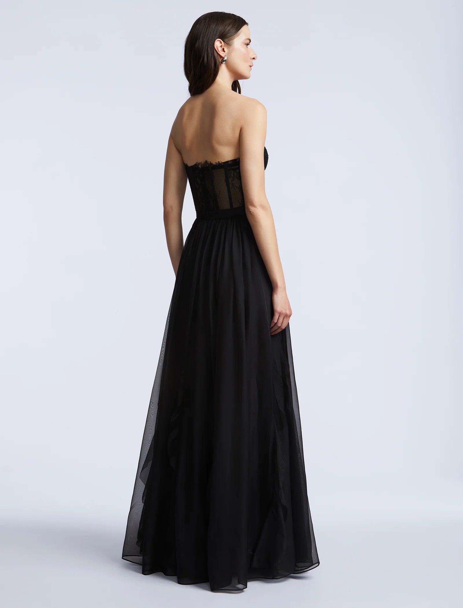 Lace Bodice Chiffon Rufle Gown - Builderot
