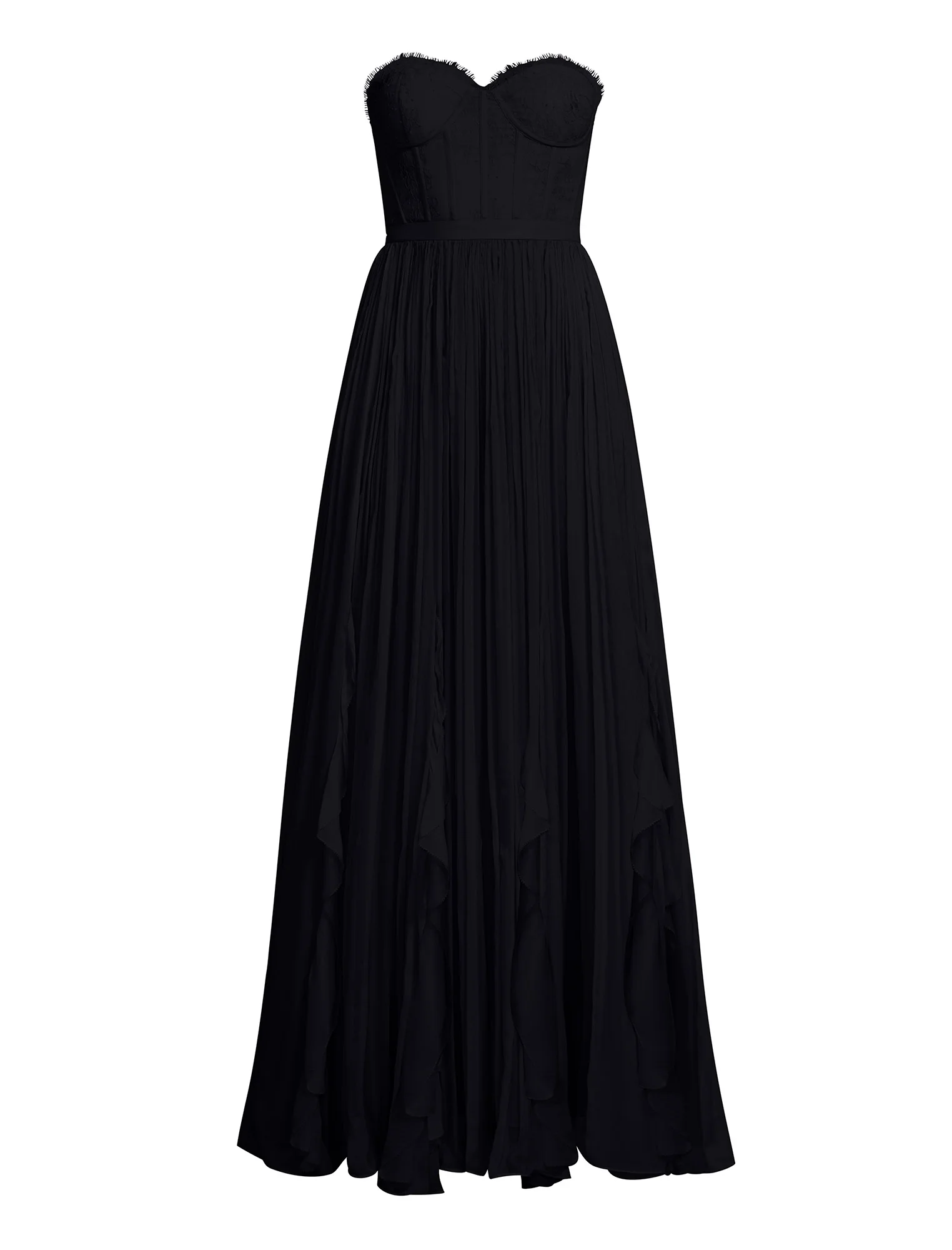 Lace Bodice Chiffon Rufle Gown - Builderot