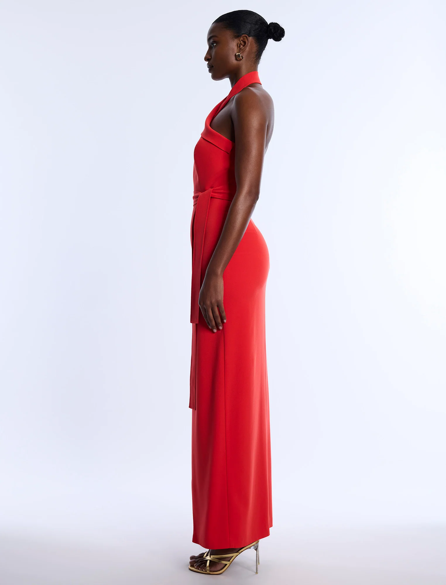 Tailored Collar Halter Dress - Builderot