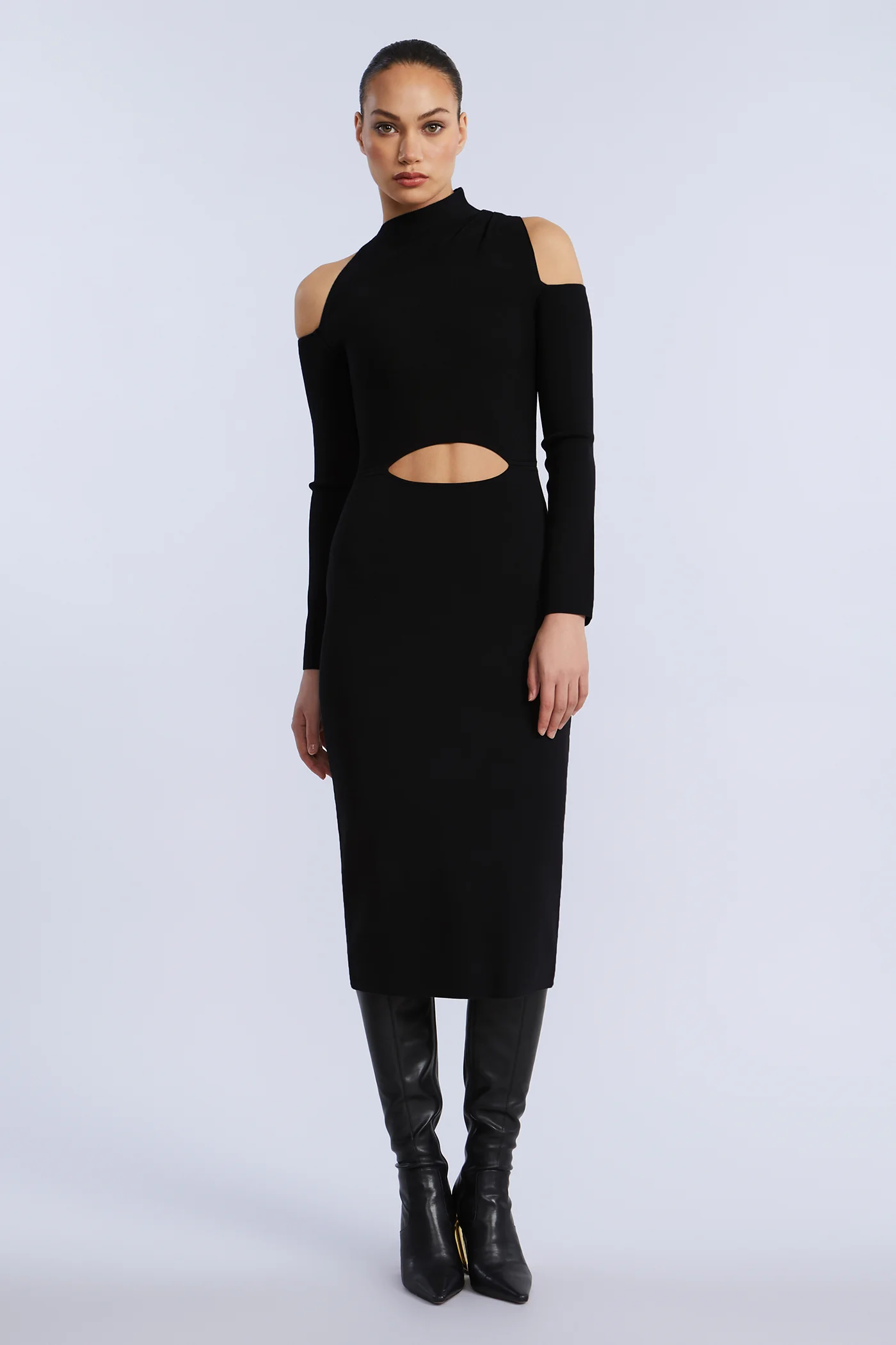 Cutout Cold Shoulder Dress - Builderot