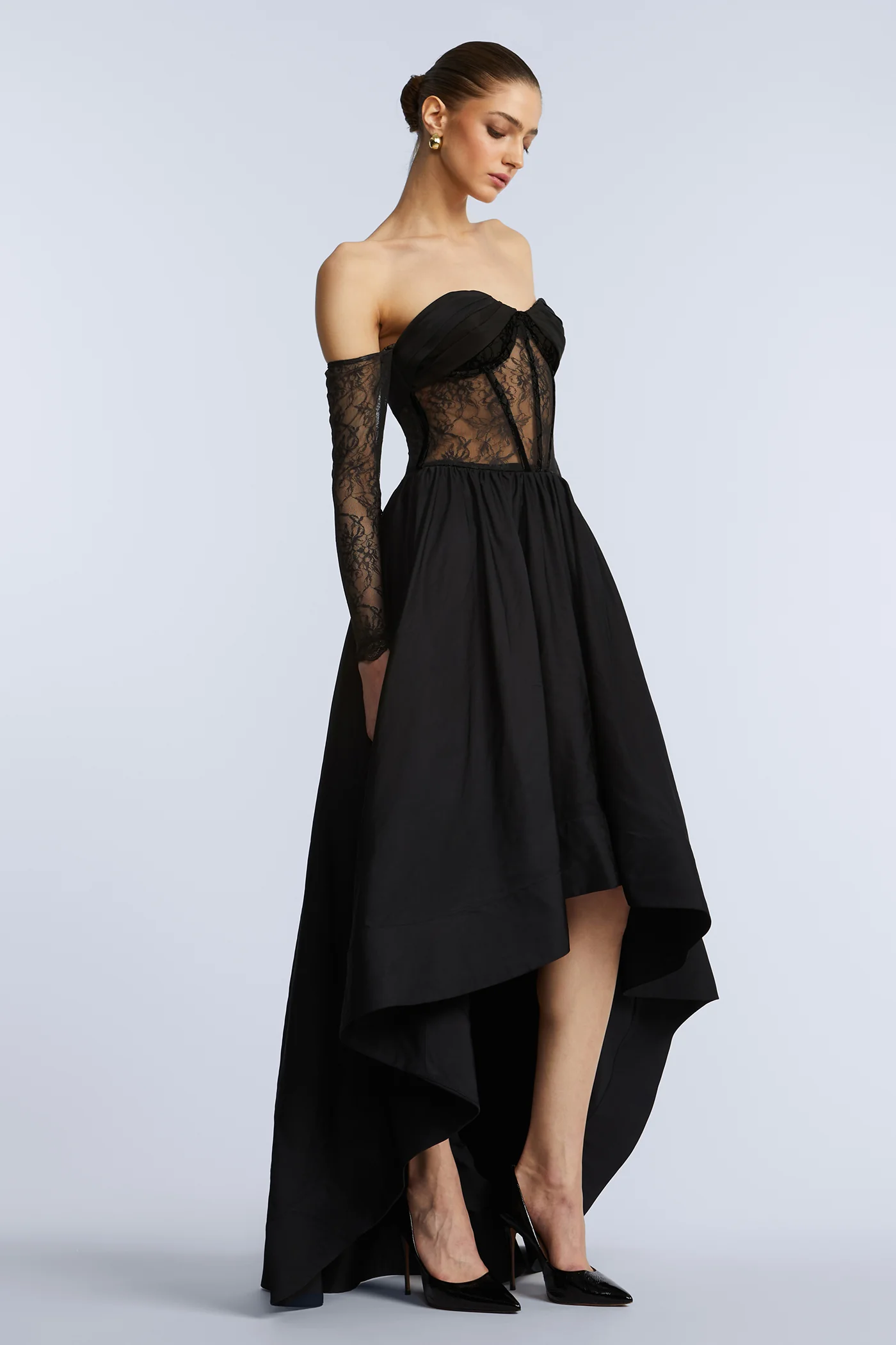 Lace Taffeta High-Low Gown - Builderot