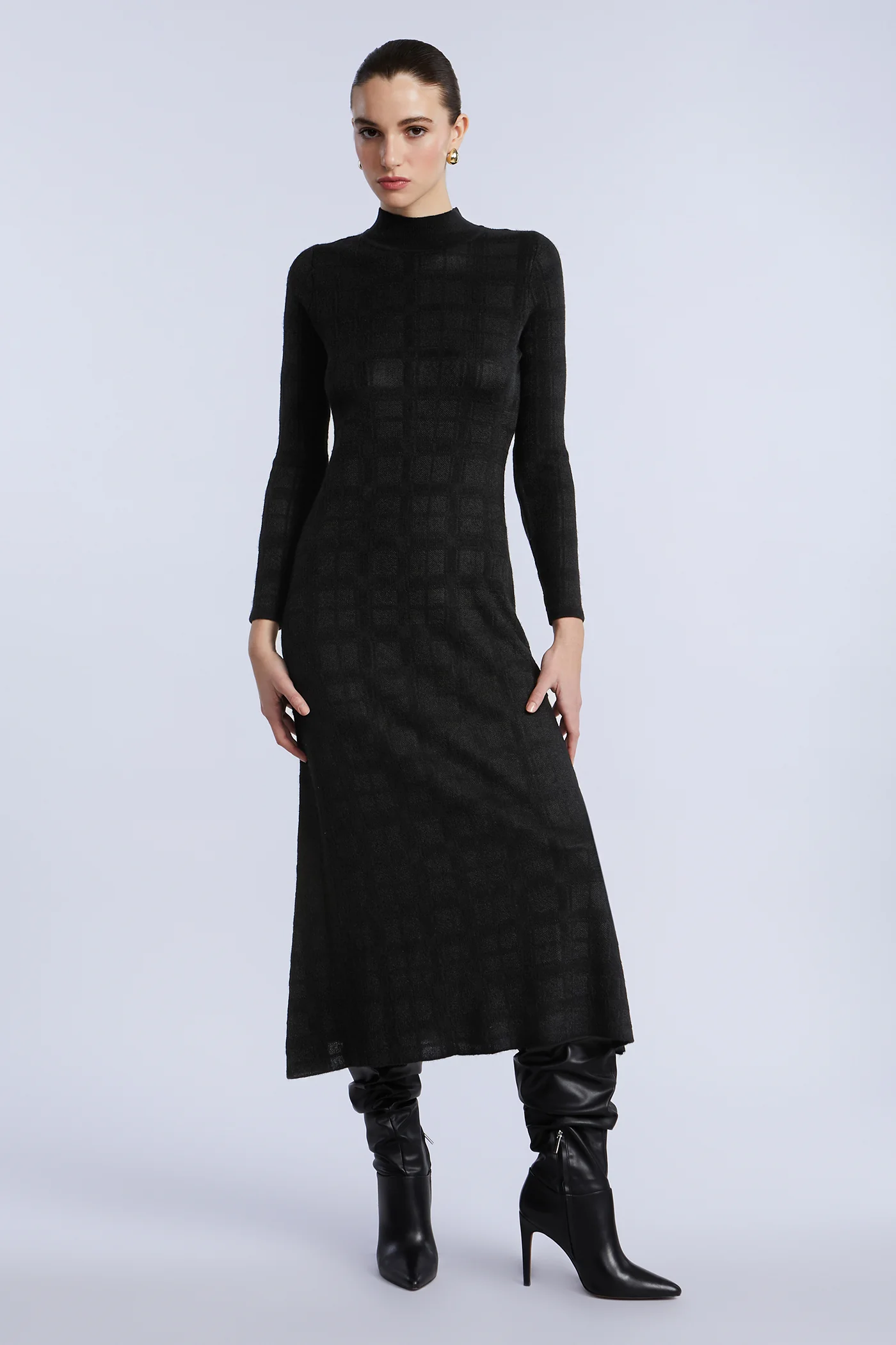 Turtleneck Openweave Dress - Builderot
