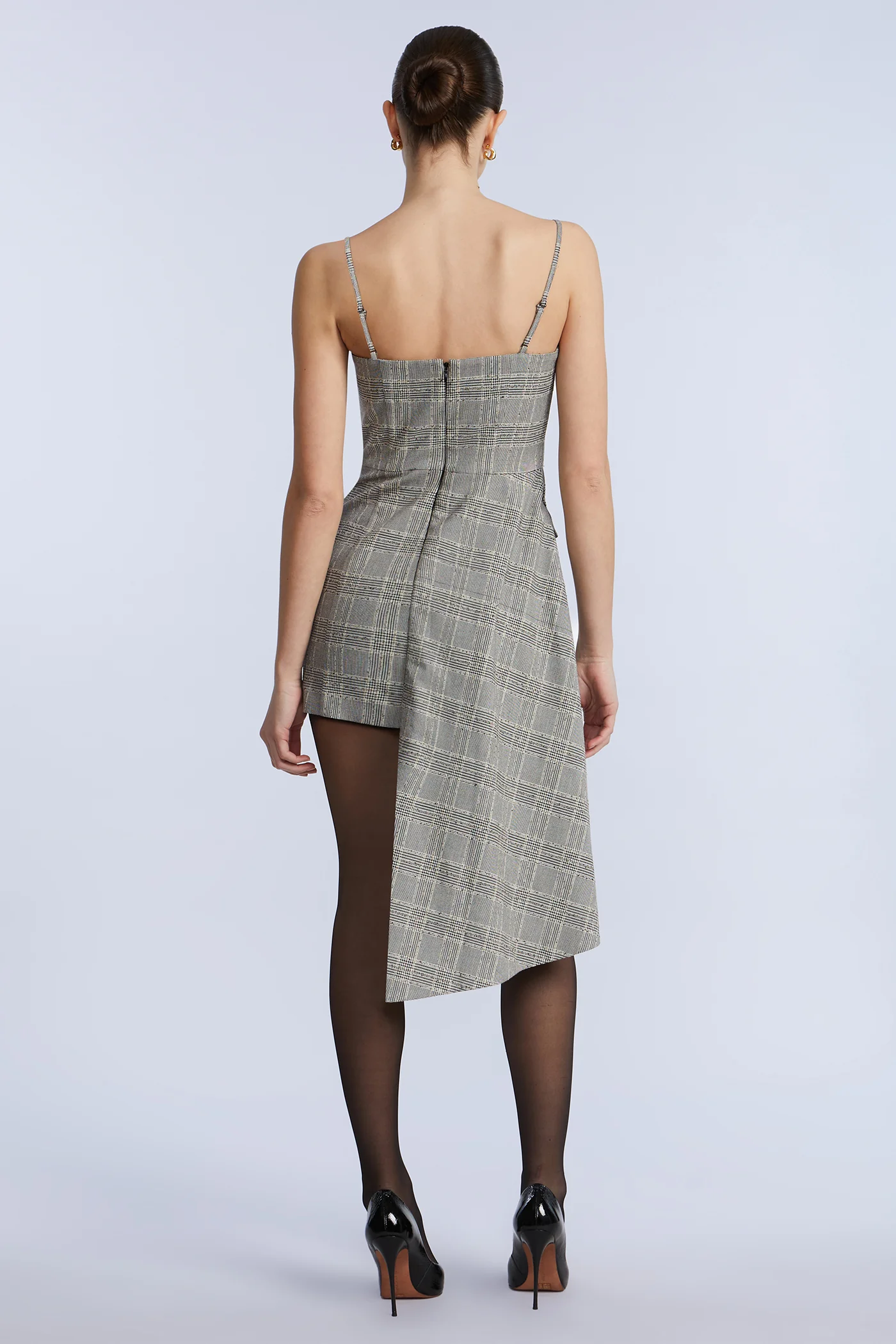 Glen Plaid Dress With Drape - Builderot