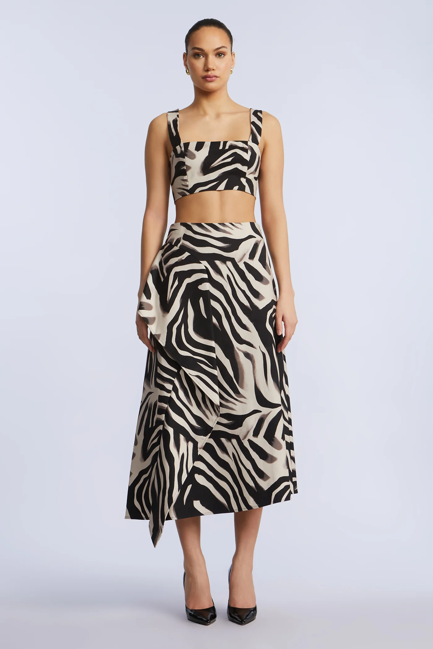 Printed Side Panel Midi Skirt - Builderot