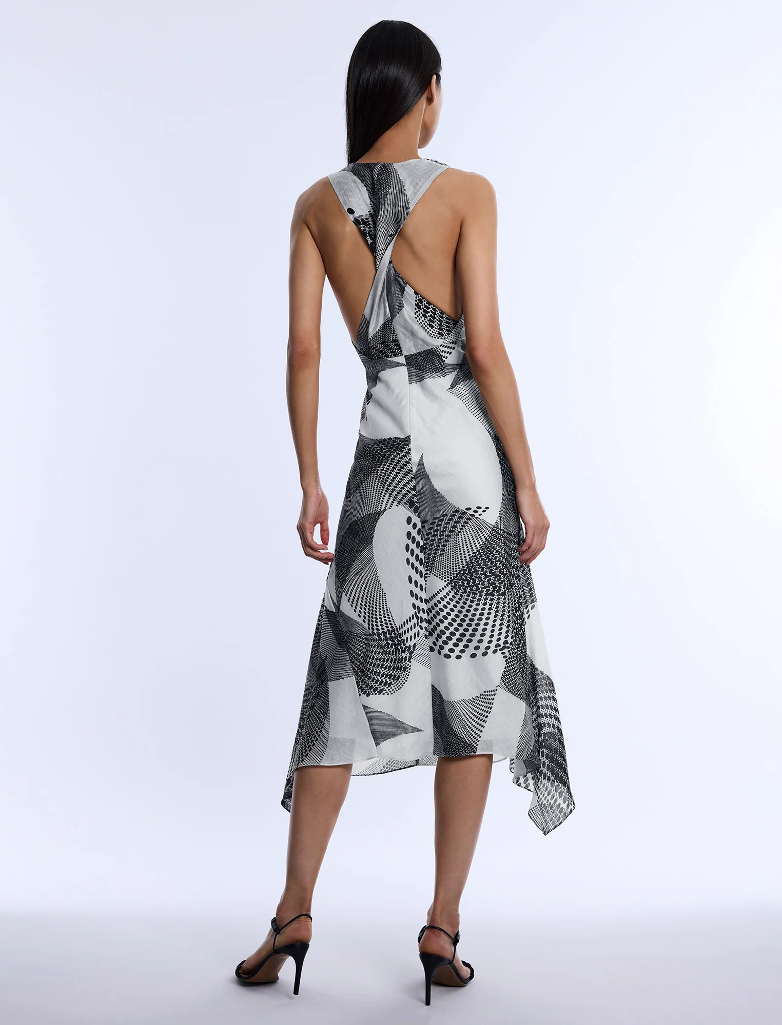 Printed Cowl Halter Dress - Builderot