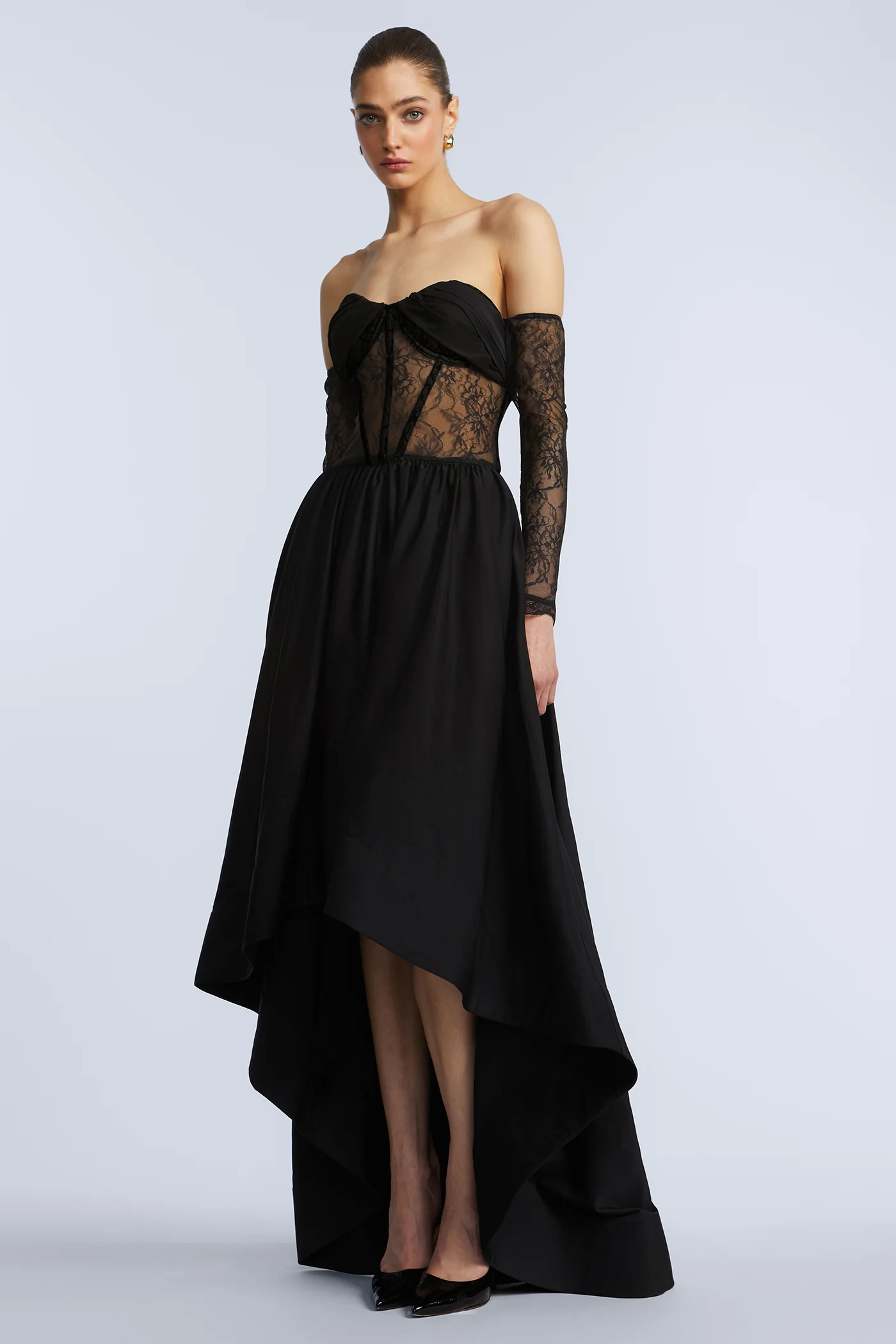 Lace Taffeta High-Low Gown - Builderot
