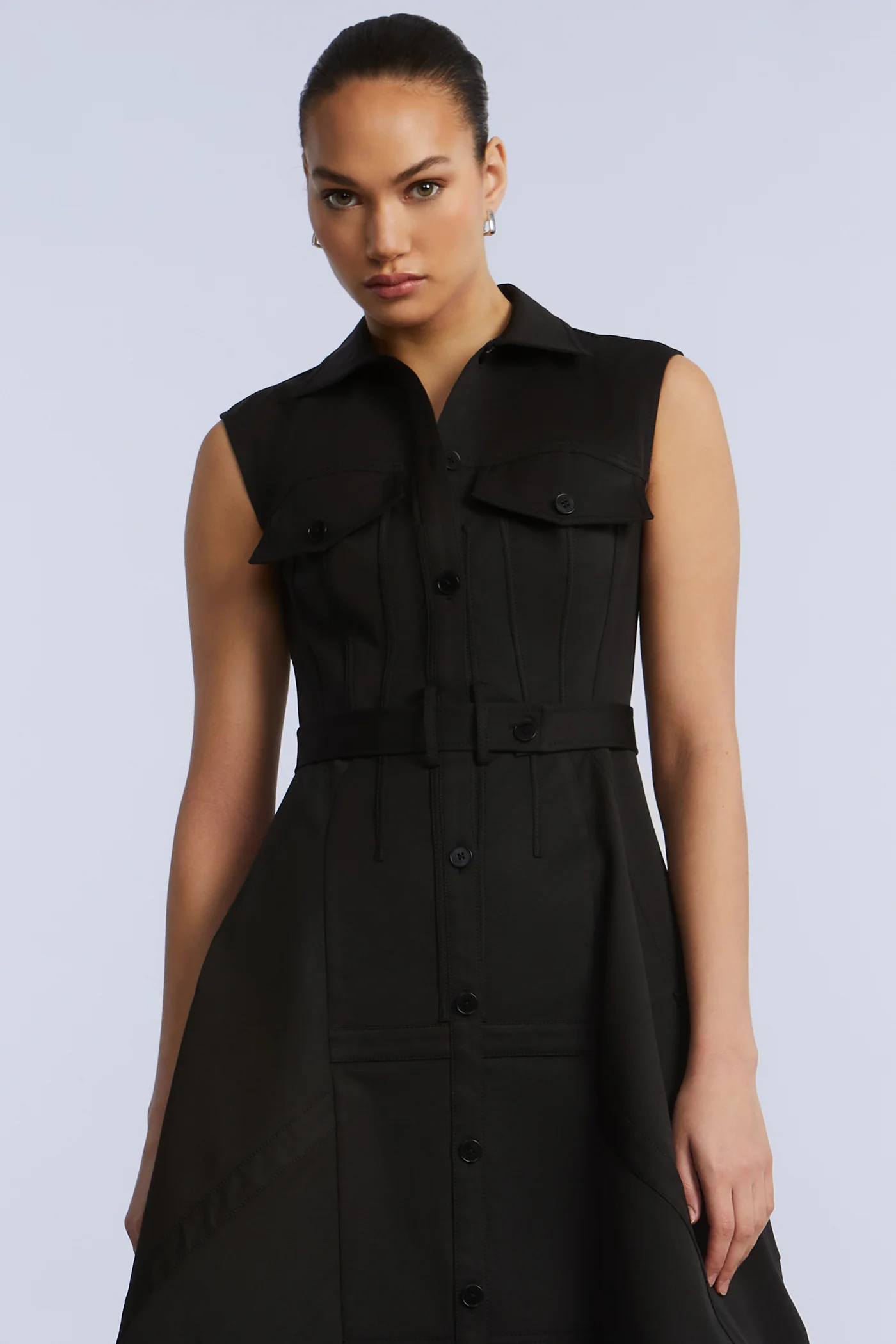 Scarf Hem Taffeta Twill Dress - Builderot