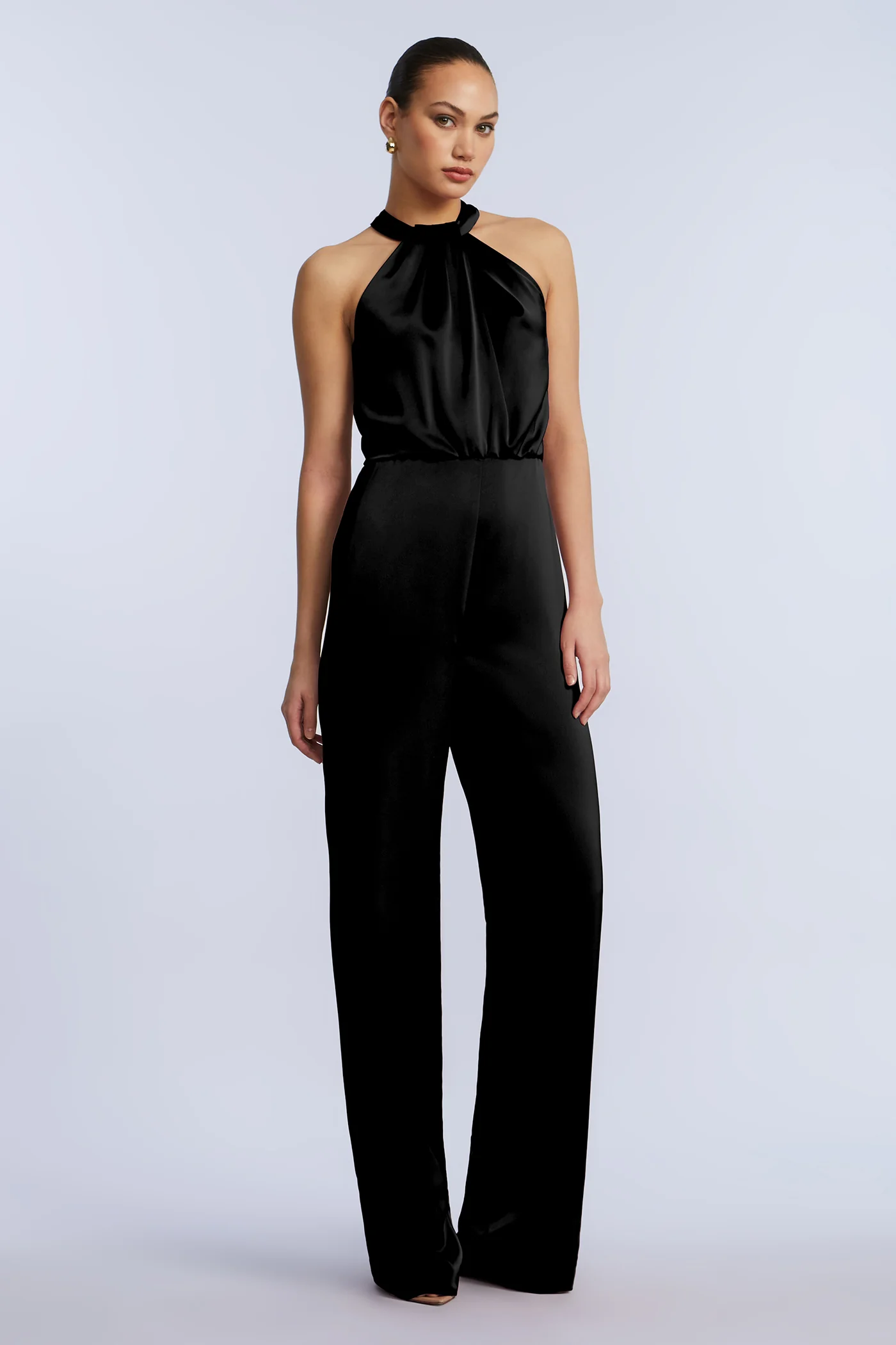 Pleated Halter Jumpsuit - Builderot