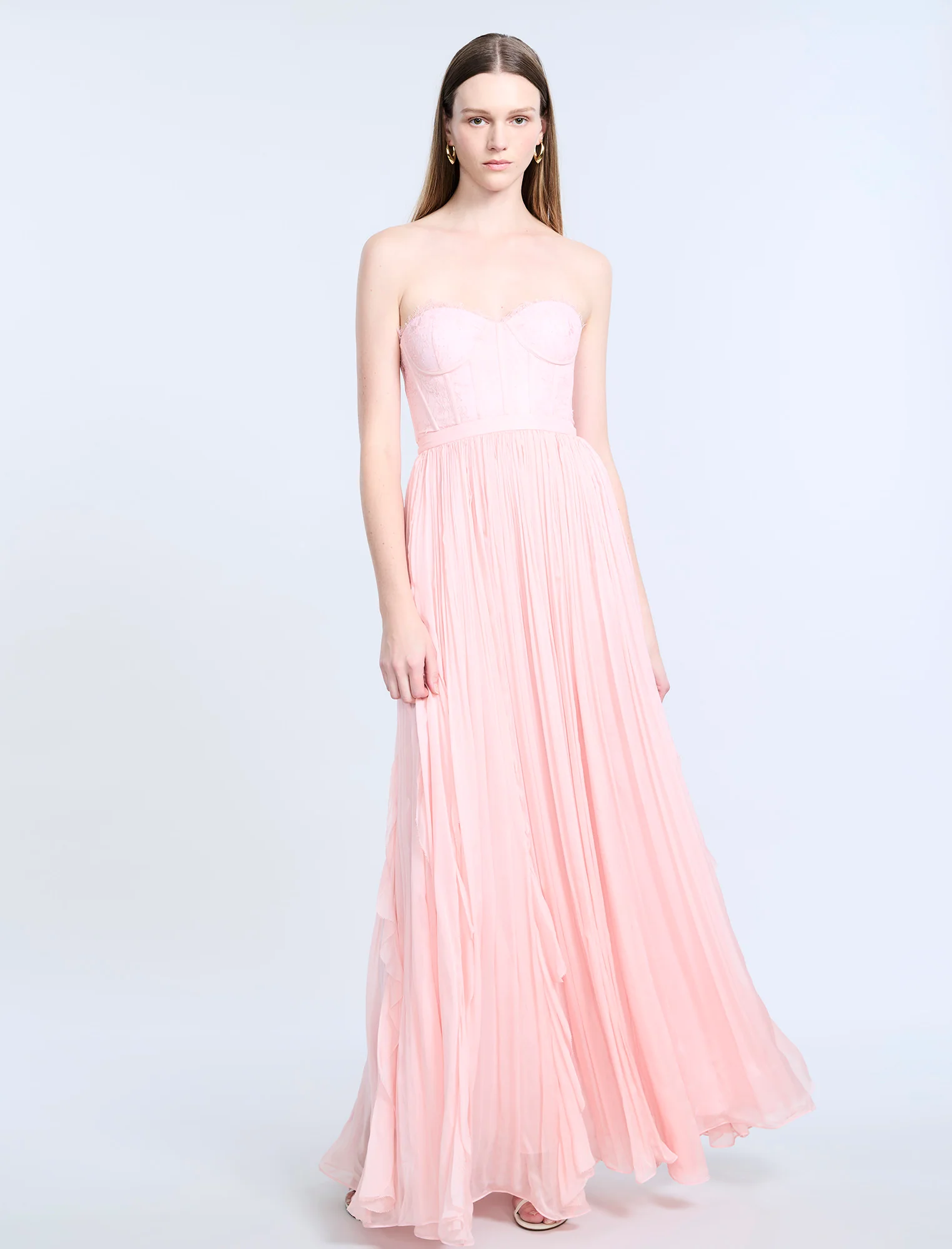 Lace Bodice Chiffon Rufle Gown - Builderot