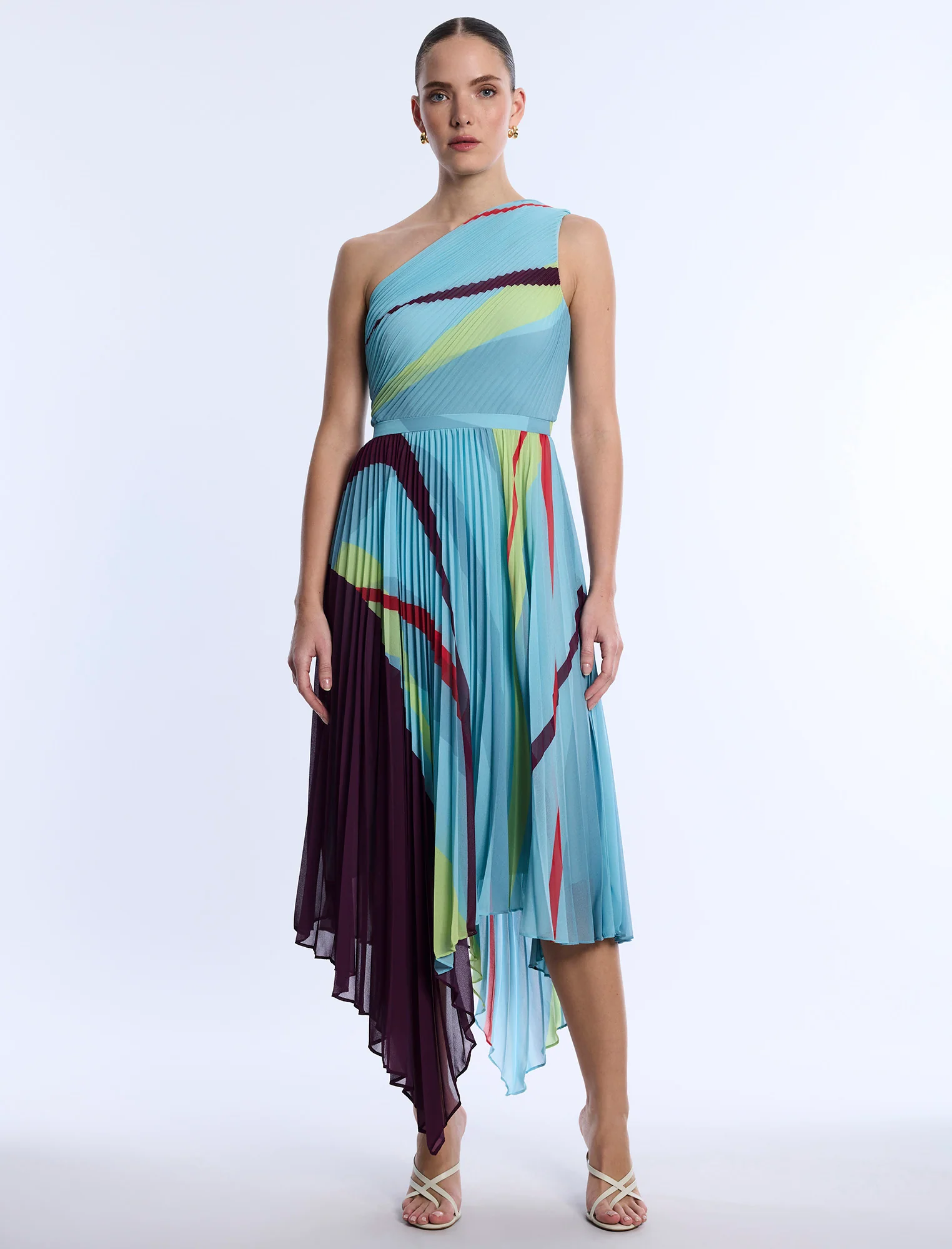 Printed Pleated Dress - Builderot
