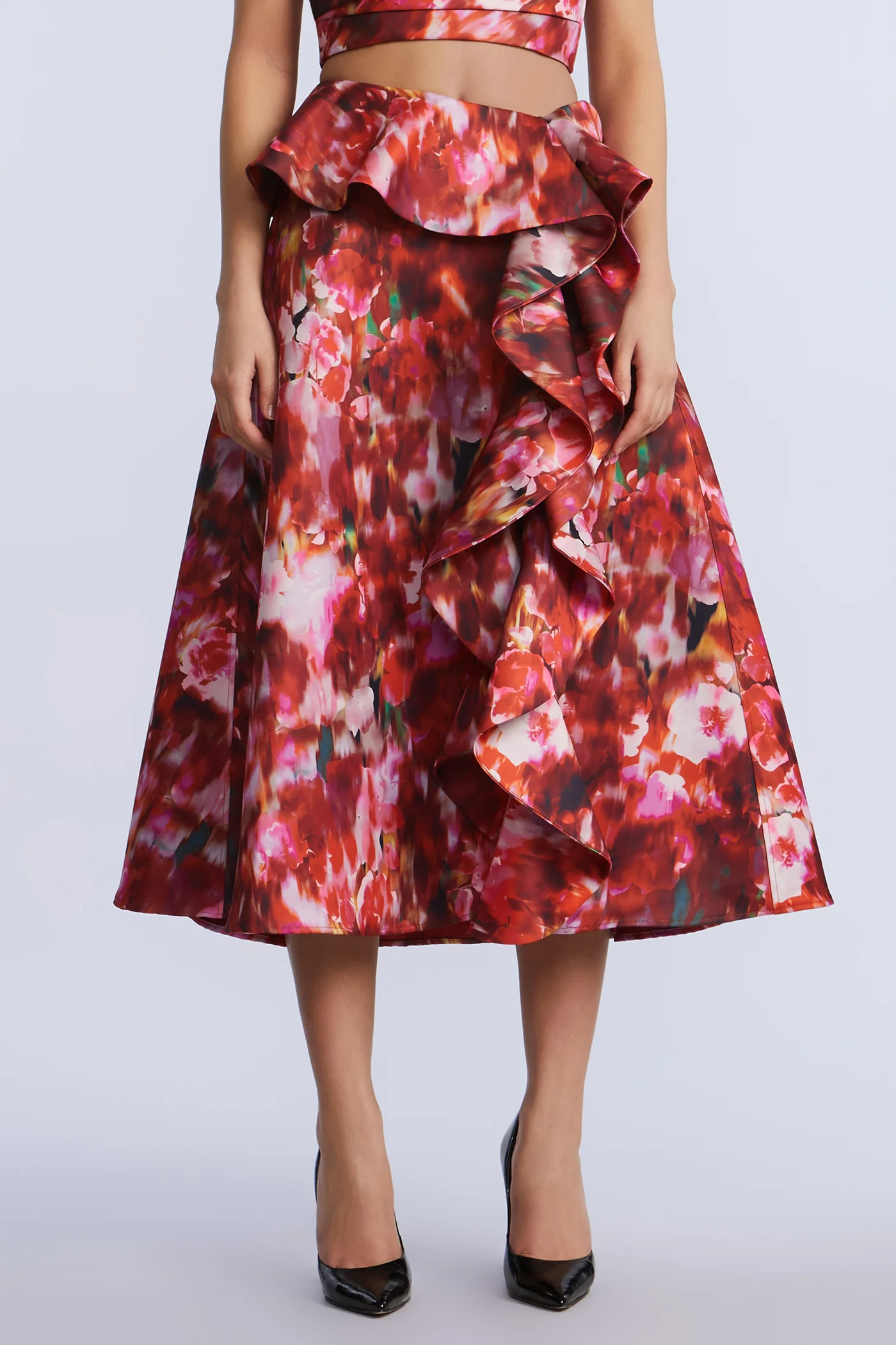 Printed Cascade Midi Skirt - Builderot