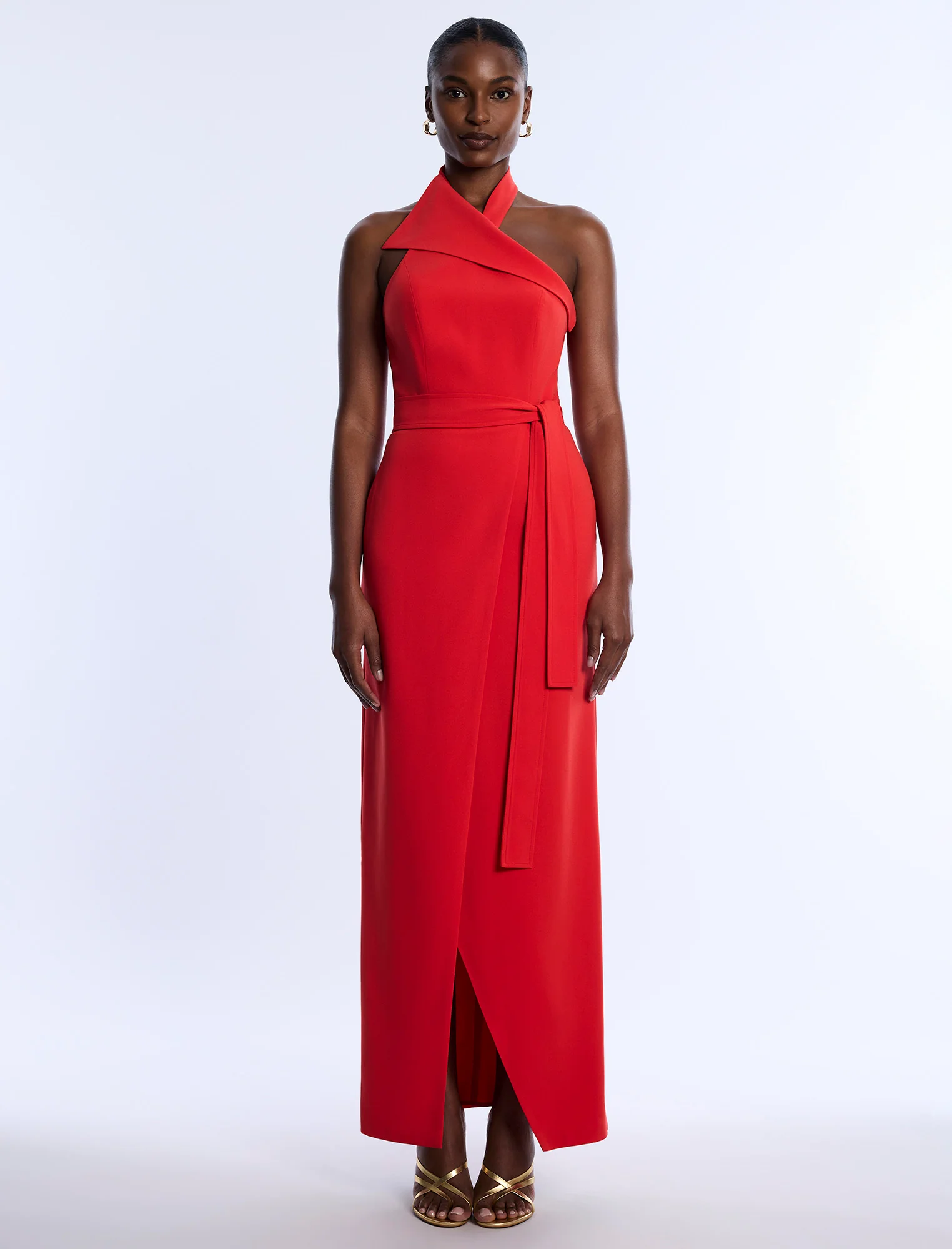Tailored Collar Halter Dress - Builderot