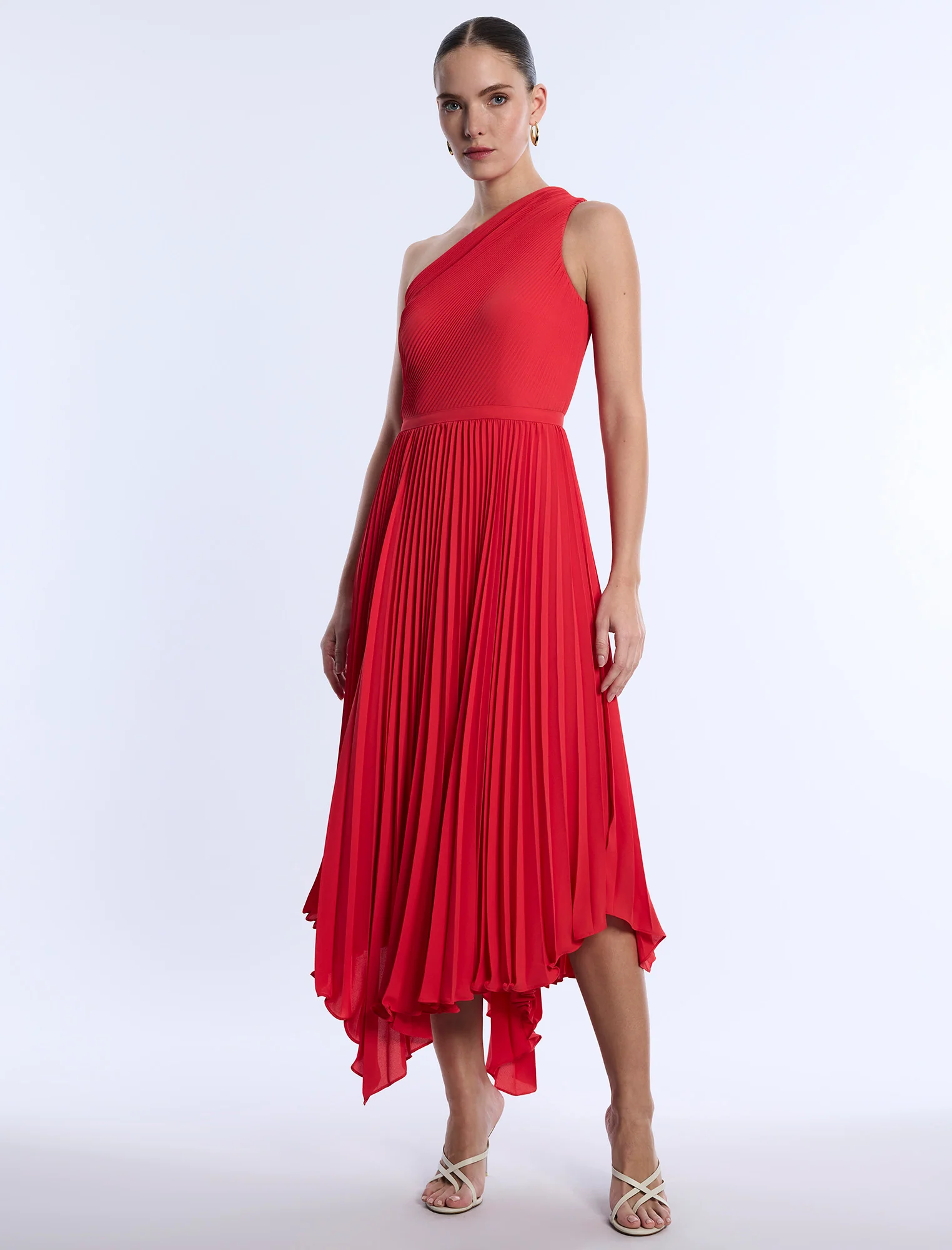 One Shoulder Pleated Dress - Builderot