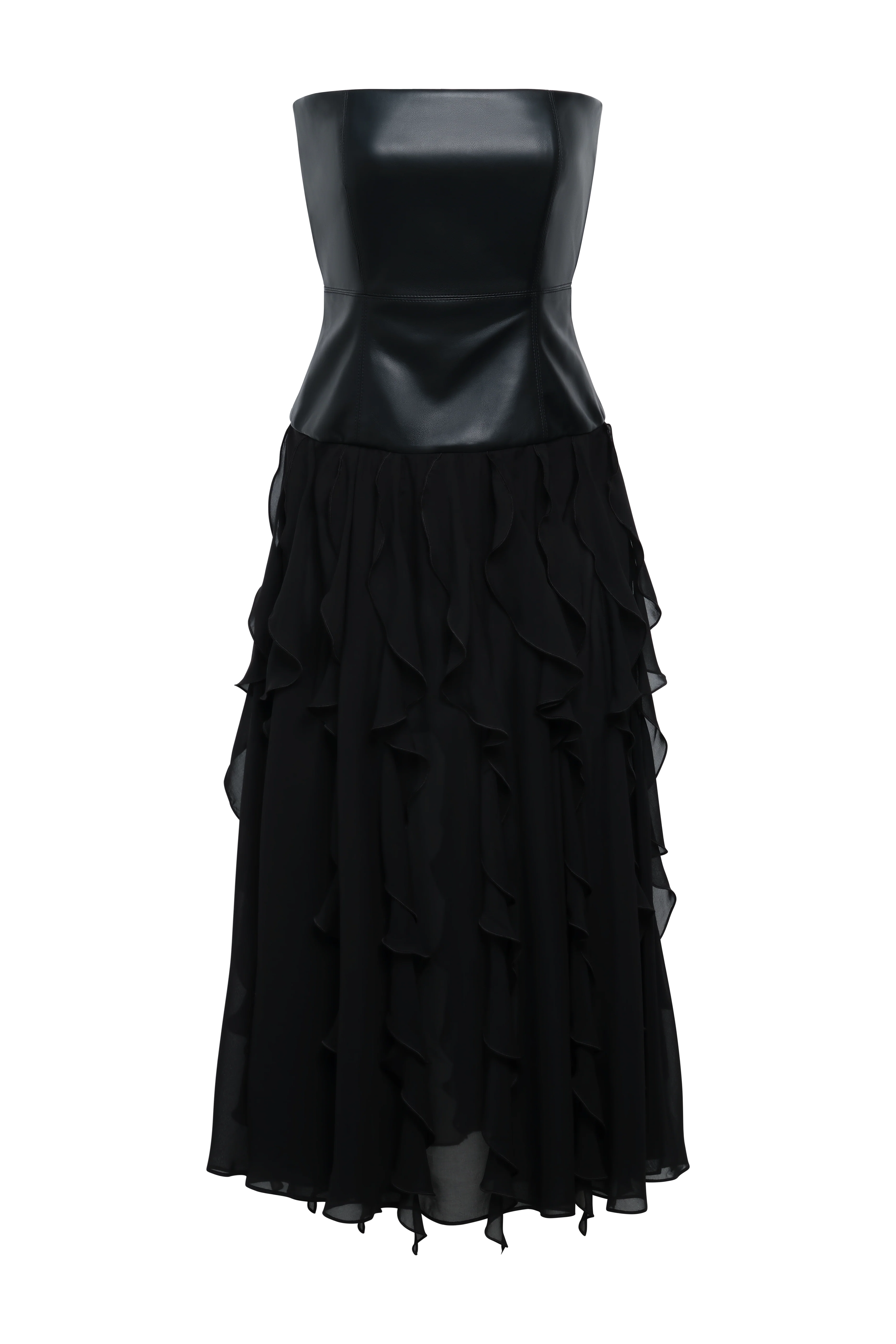 Leather Chiffon Dress - Builderot