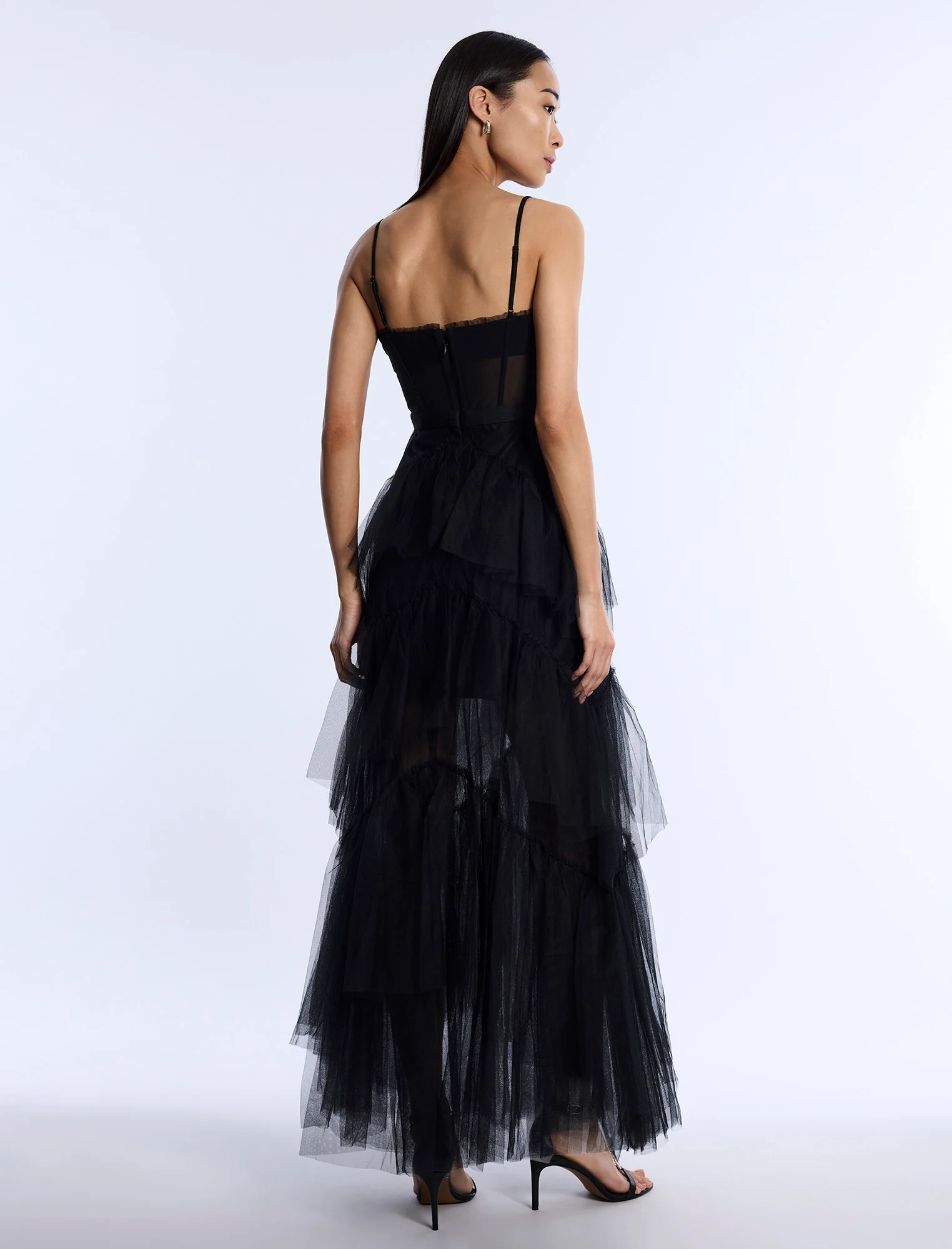 Oly Tiered Ruffle Tulle Evening Gown - Builderot