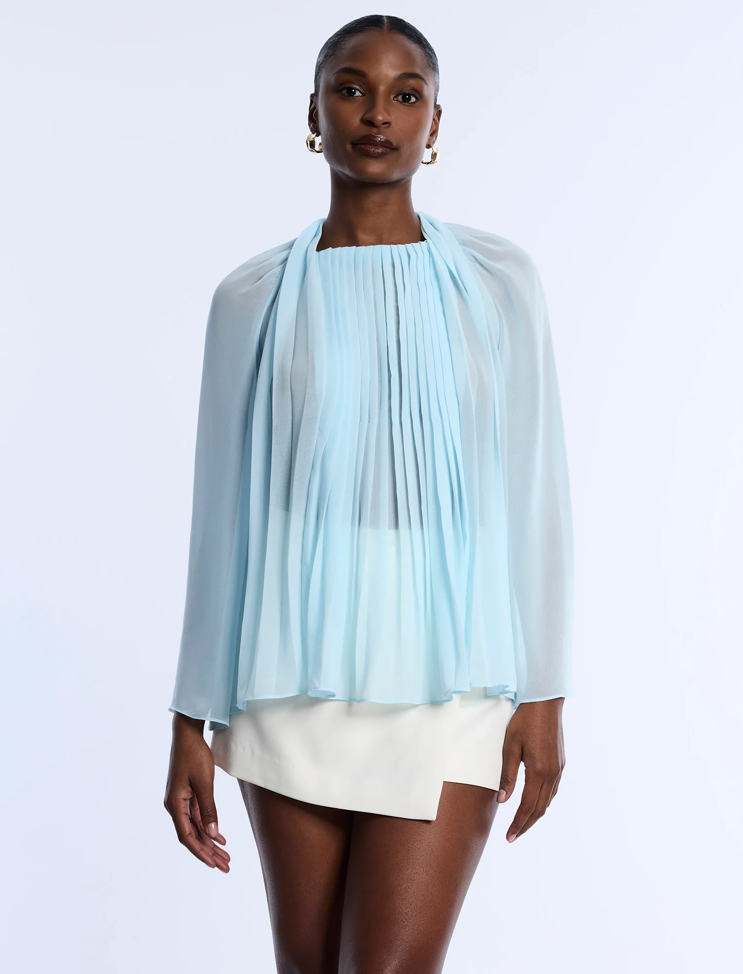 Pleated Sheer Blouse - Builderot