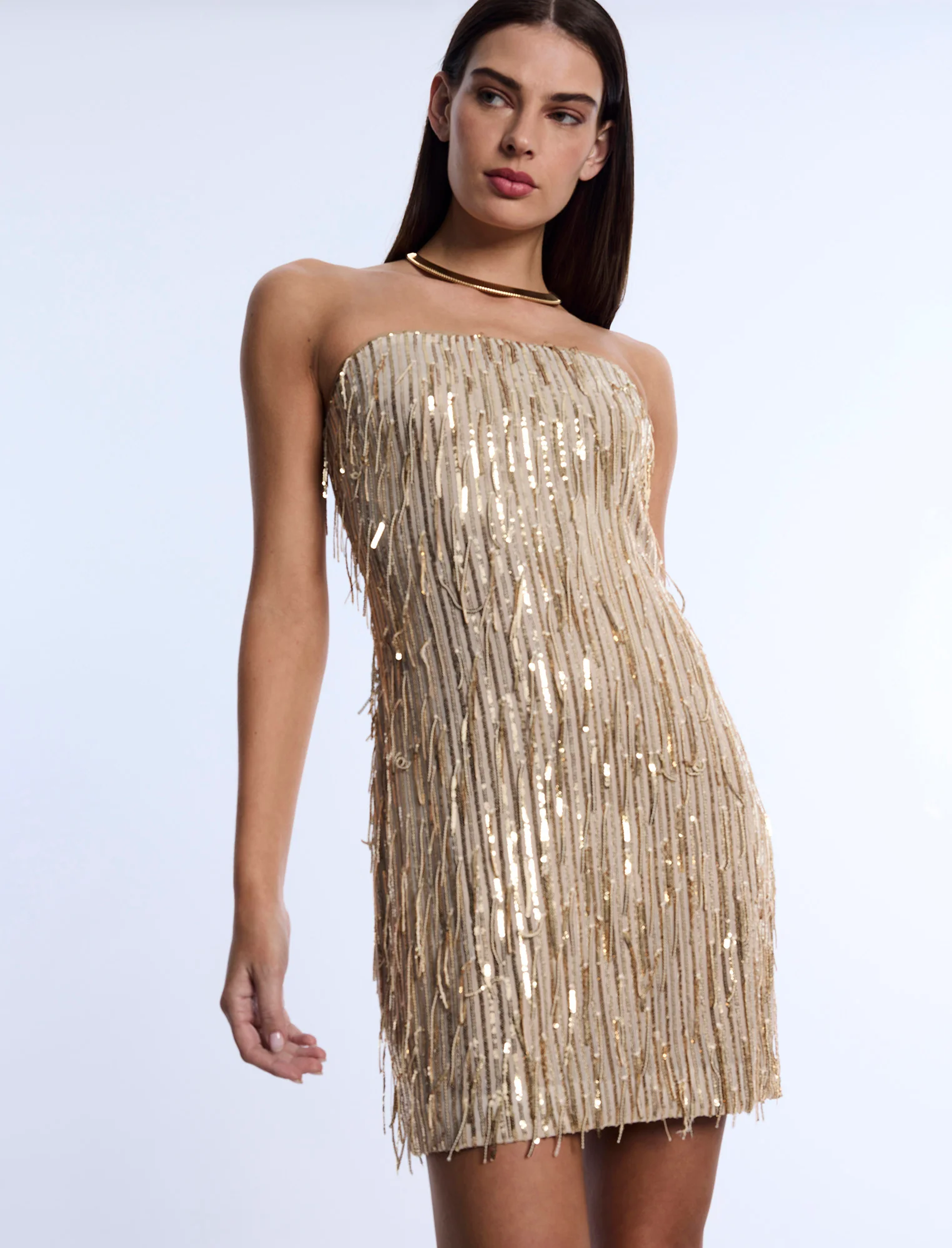 Embellished Strapless Mini Dress - Builderot